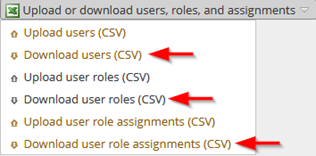 Exporting user rights