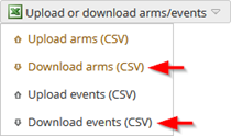 Export arm/event