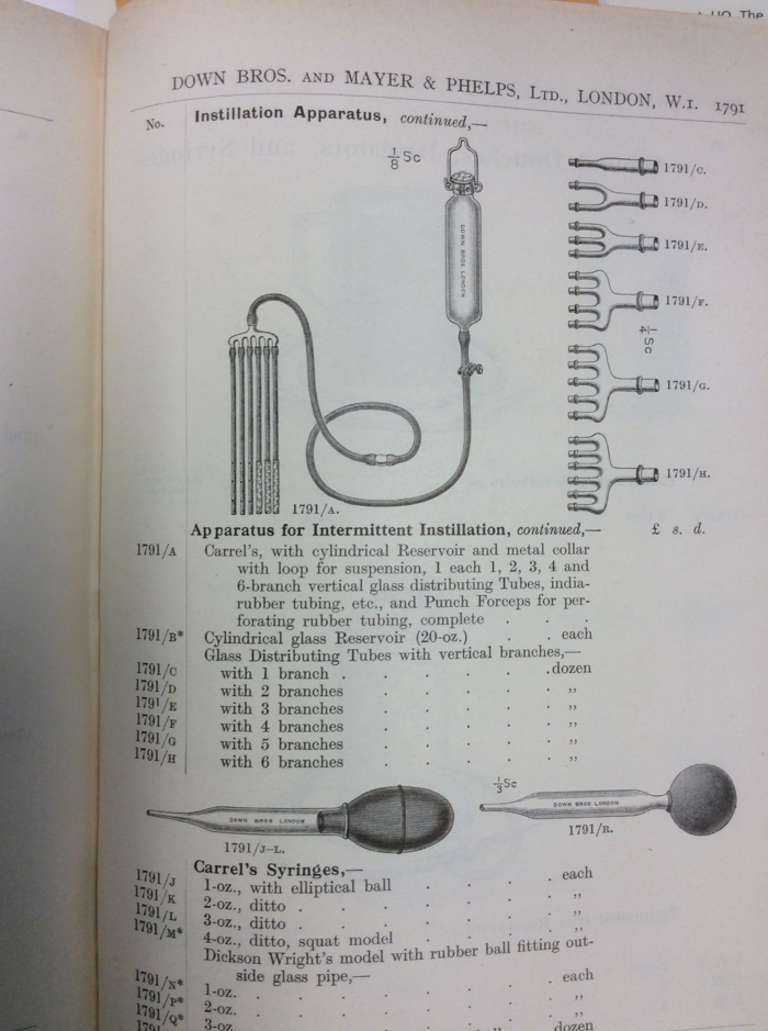 An Instillation Apparatus Advertised in an Downs Bros Catalogue 1910