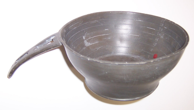 Graduated pewter bleeding bowl