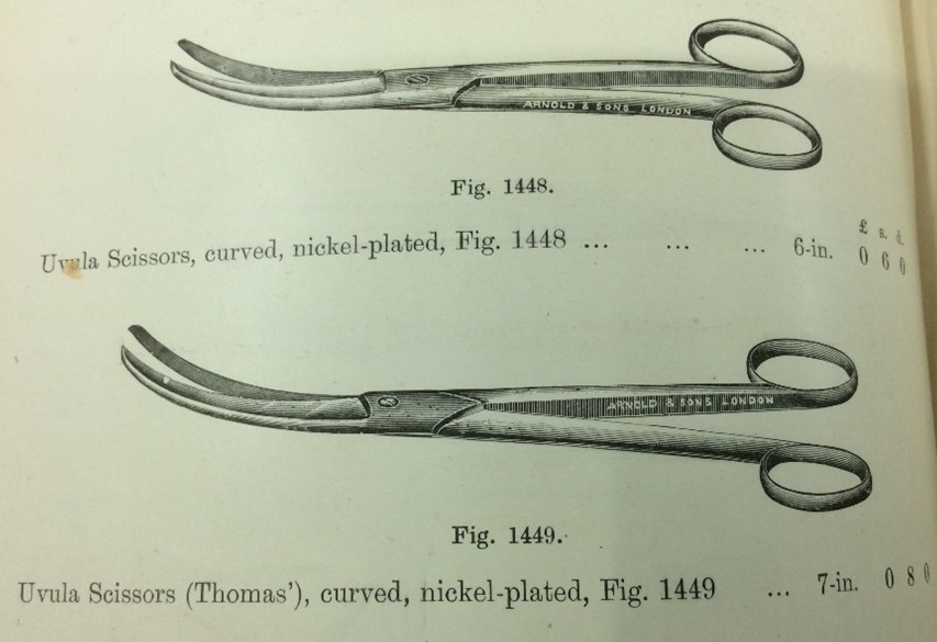 Uvula Scissors and Forceps from Arnold’s Catalogue circa 1904