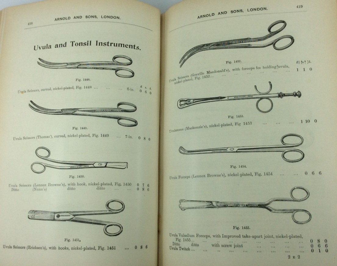 Uvula Scissors and Forceps from Arnold’s Catalogue circa 1904