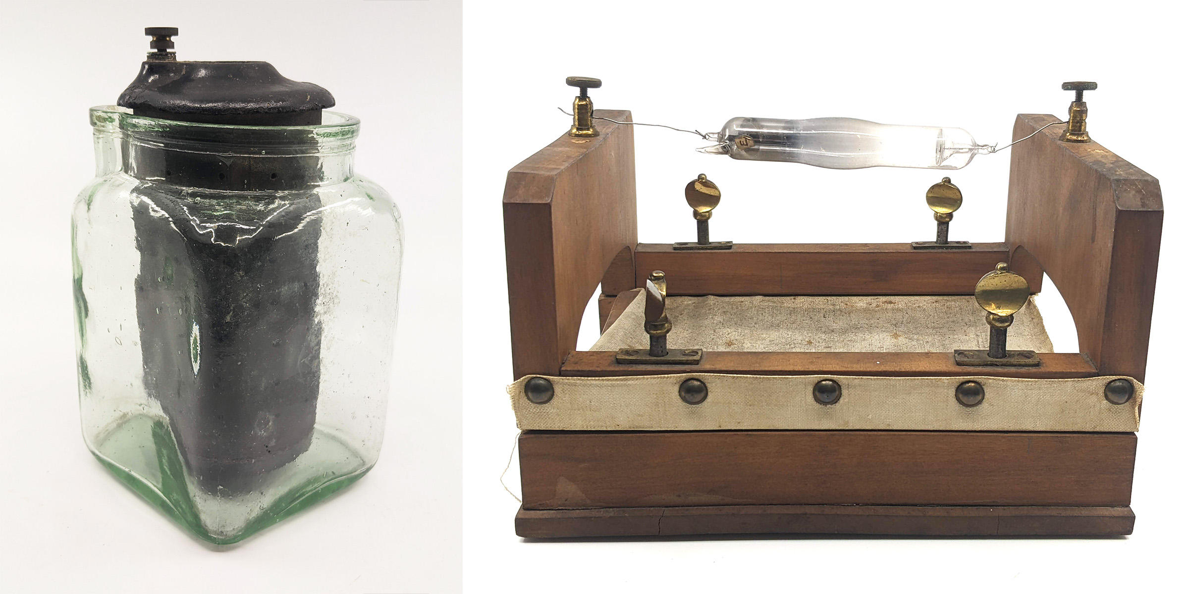 One of three batteries; the vacuum tube and sling, c. 1896. Collection of the Marks-Hirschfeld Museum of Medical History.