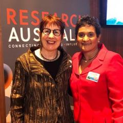 Professor Sue Kildea (left) and Dr Yvette Roe at the 2018 Research Australia Awards.