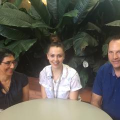 Pascale Wehr, centre, with Professor Ranjeny Thomas and Dr Hanno Nel. 