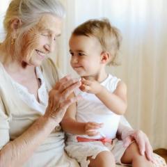 Grandmother caring for young child