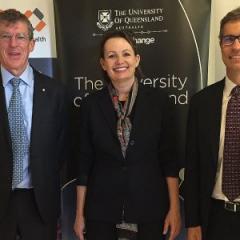 Professor Frazer, Minister Ley and Professor Hoj at the TRI today