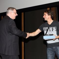 Senior Research Excellence Award winner Professor Peter Soyer and Todd Sampson