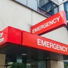 Signs spelling out the word "emergency" 