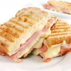 Ham sandwich on a plate 